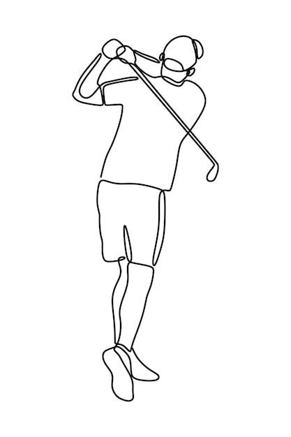 Man play golf oneline continuous single line art