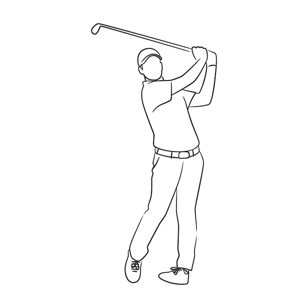 Man playing golf line art illustration