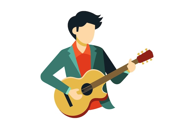 Man playing guitar in green jacket