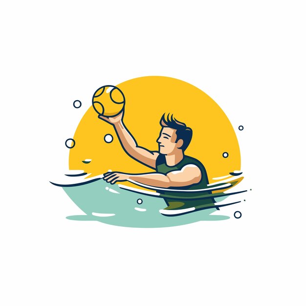 Vector man playing paddle board flat style vector illustration on a white background