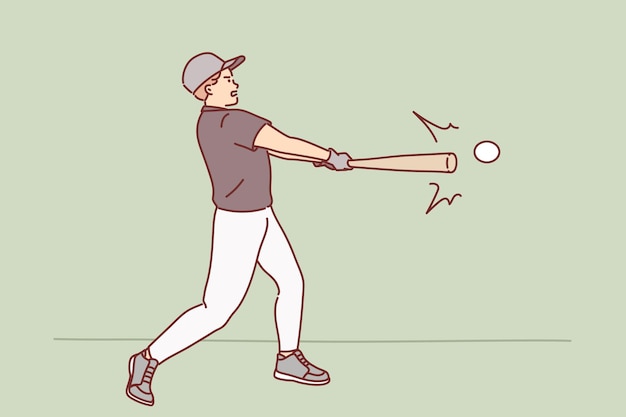 Man plays baseball holding bat and hitting ball during training or tournament Guy is fond of baseball and makes career as professional athlete wanting to participate in big leagues