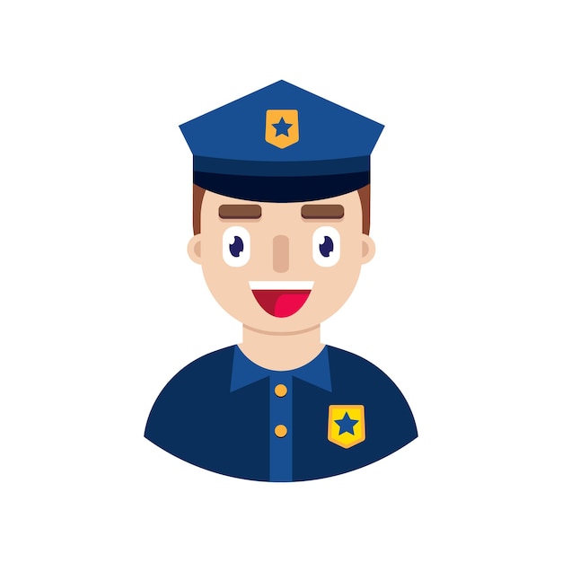 Man policeman in flat style on white background.