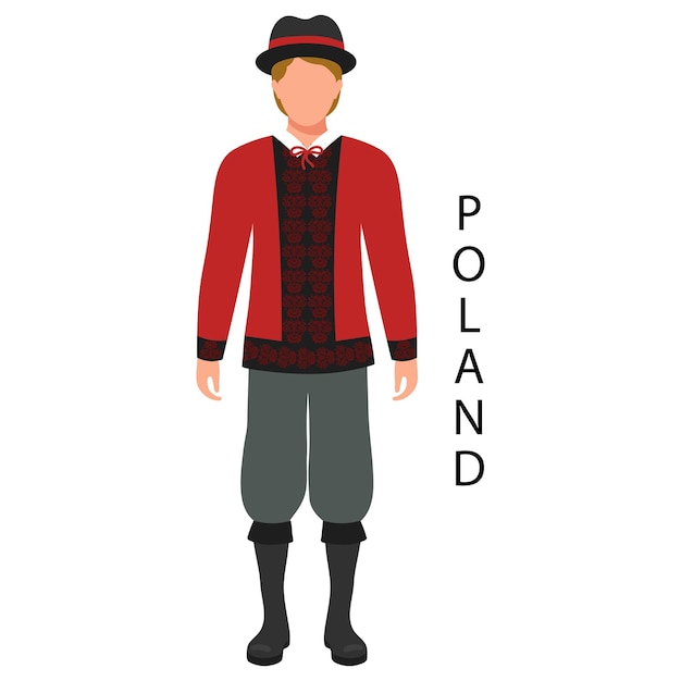 A man in a Polish folk retro costume Culture and traditions of Poland Illustration vector