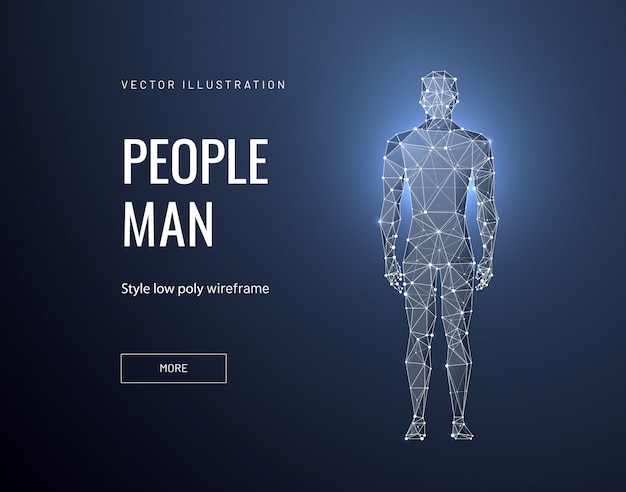 Vector man in polygonal wireframe style