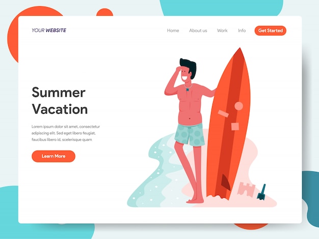 Man Posing with A Surfboard banner for landing page