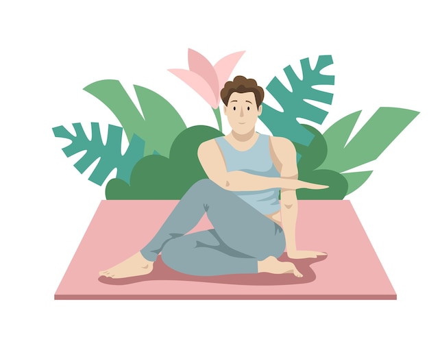 Man practising yoga for spine