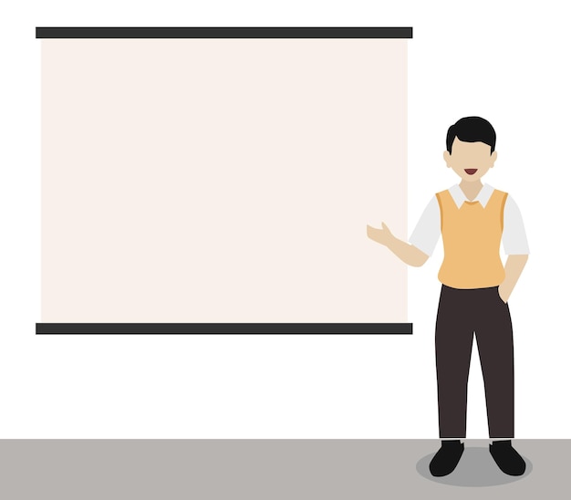 Man presenting in front of board