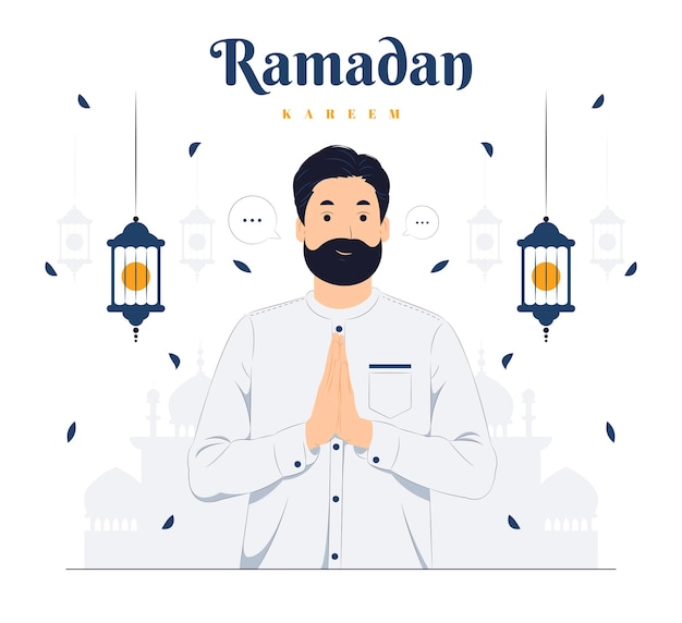 Man on Ramadan Kareem concept illustration