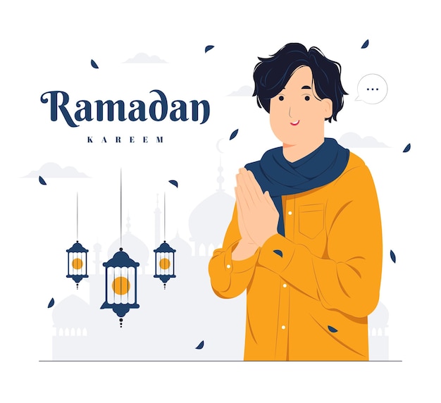 Man on Ramadan Kareem concept illustration