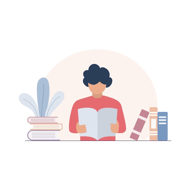 Man reading a book Vector and Illustration