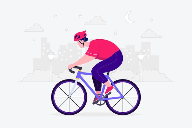 Man riding bicycle flat illustration