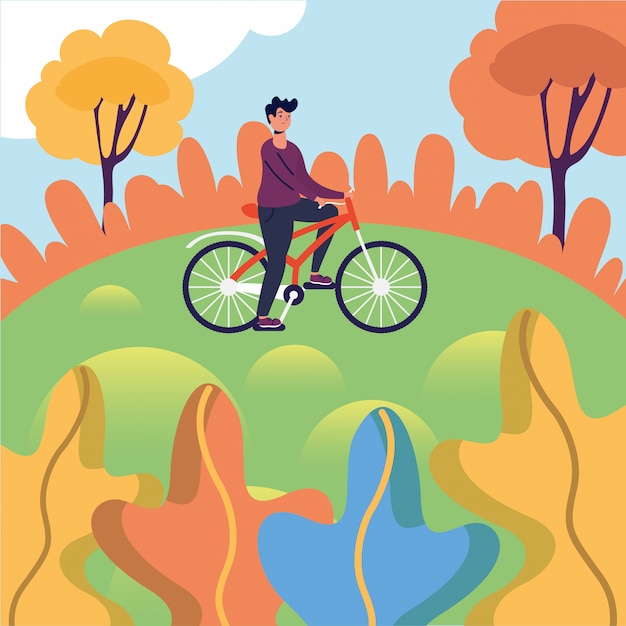 Man riding bike at park  design