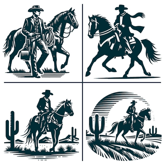 a man riding a horse and a cowboy on a horse