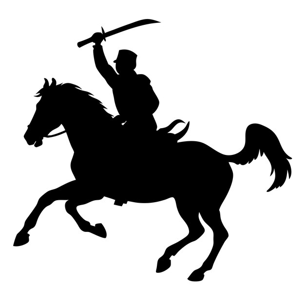 a man riding a horse with a sword in his hand