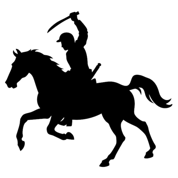 a man riding a horse with a sword in his hand