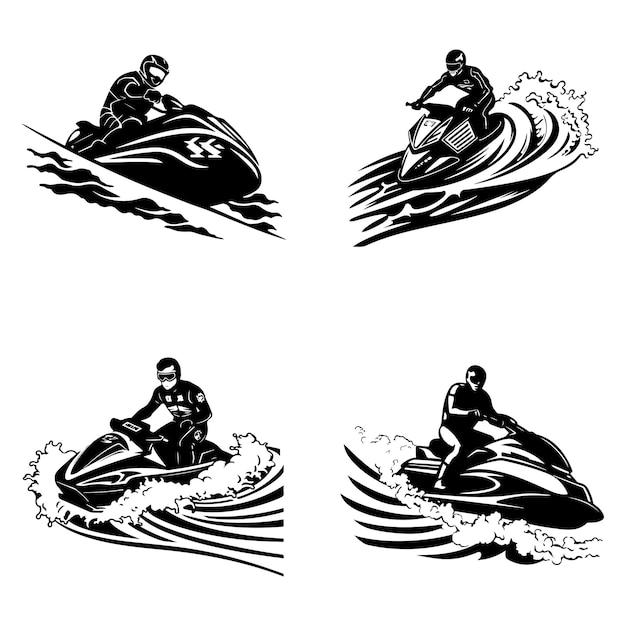 A man riding a jet ski with the number 54 on it.