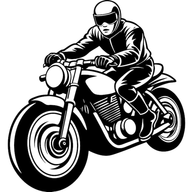 A man riding motorcycle bike coloring page silhouette