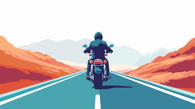 Vector man riding motorcycle on road