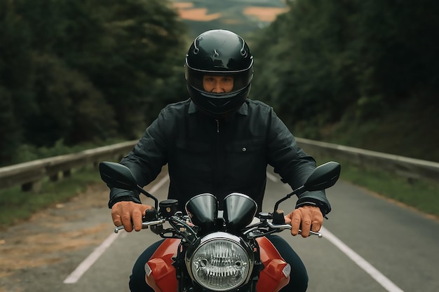 Vector a man riding a motorcycle with the word on the side of it