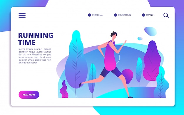 Man running in park website template