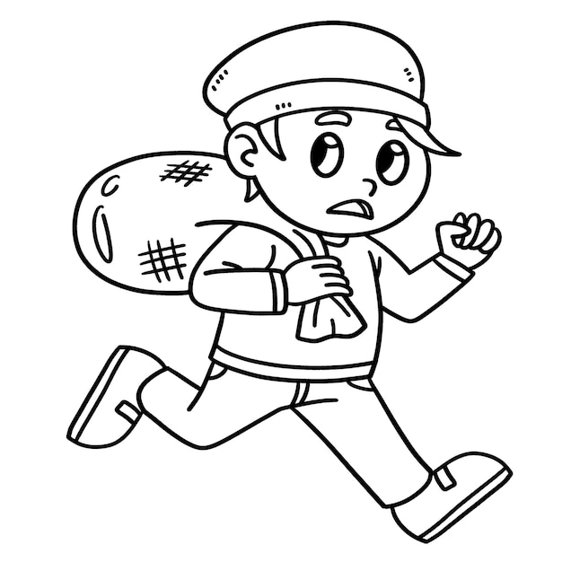 Man Running Scared Isolated Coloring Page for Kids