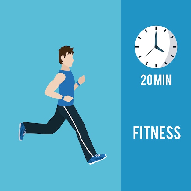 Man running for twenty minutes vector illustration graphic design