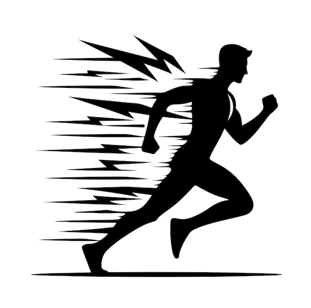 A man Running With Huge Power silhouette Vector Black Design on White Background