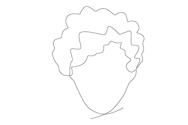 A man's face with curly hair front view line art