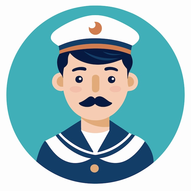 Vector a man in a sailor uniform with a mustache and a blue background