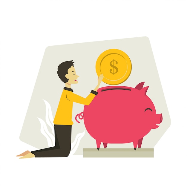 Man saving money illustration