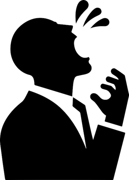 Man screaming in anger silhouette vector silhouette white background 28