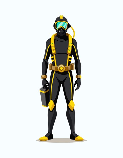 a man in a scuba suit with a gas mask on and a mask on