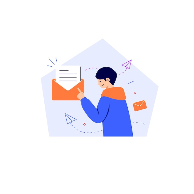 Man send message or email illustration concept