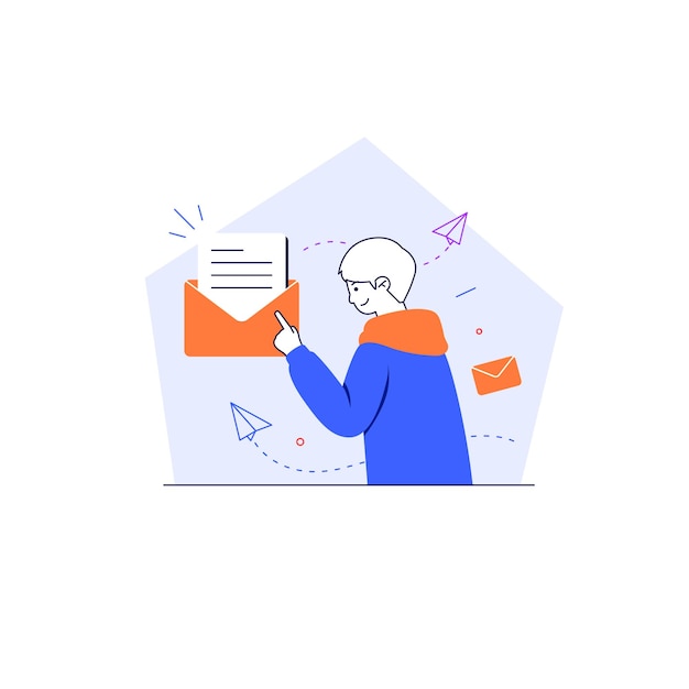 Man send message or email illustration concept