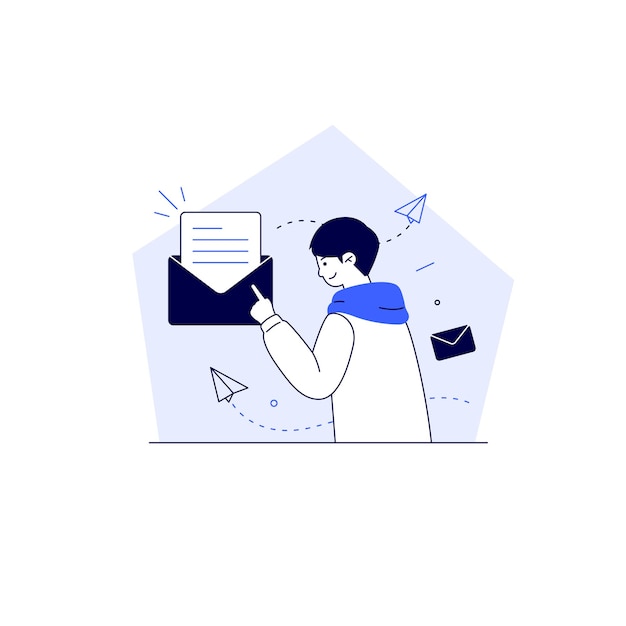 Man send message or email illustration concept