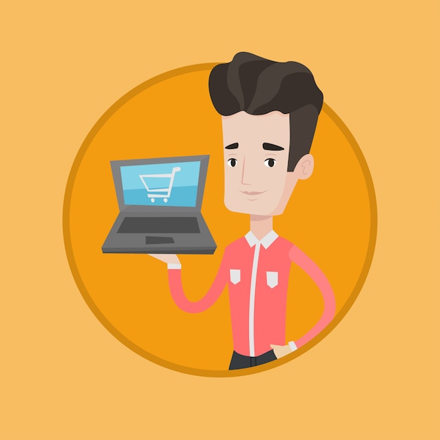 Man shopping online vector illustration.