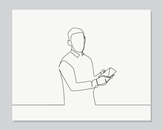 Man showing empty wallet continuous one line illustration