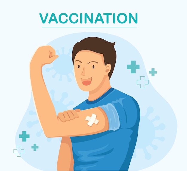 Man Showing Vaccinated Vaccination concept