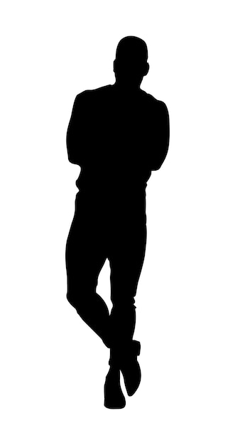 Man silhouette lean against wall black amp white vector image on white background