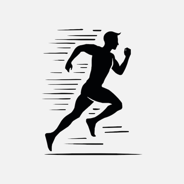 Man Silhouettes of runner set logo design