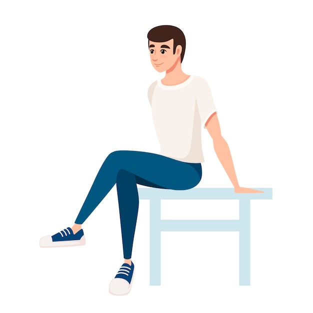 Man sit on white chair illustration