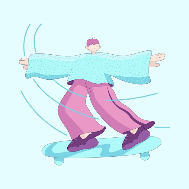 Man on skateboard Flat vector illustration cartoon people design