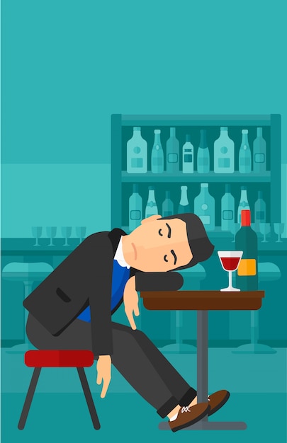 Man sleeping in bar 