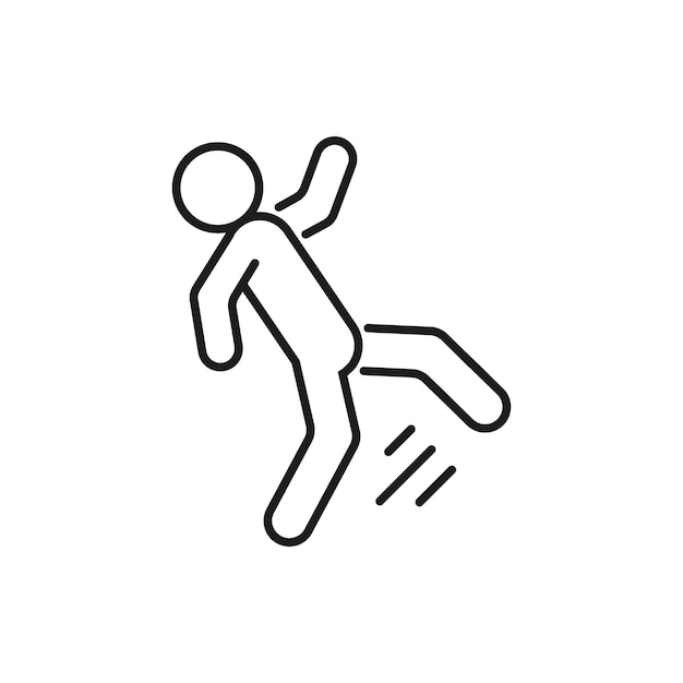 Man slip and fall down to floor outline icon Slippery floor slipped and fell Danger fail fall