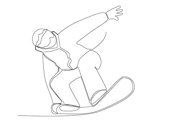 A man snowboarding in the winter line art