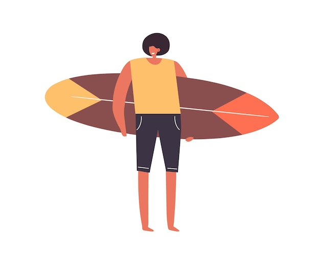 Man standing and holding surfboard