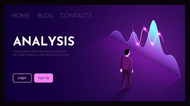 Man stands in front of finance chart Business analytics concept