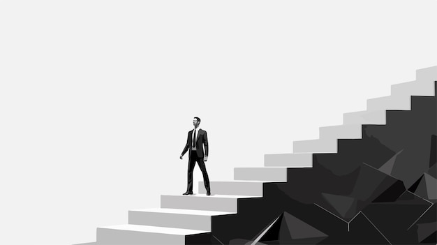 Vector a man stands on the top of a stair with a man in a suit on it