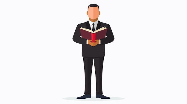 Vector a man in a suit is holding a book with a man in a suit and a red book