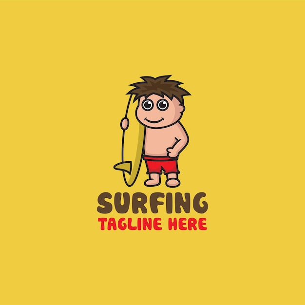 Man Surfing Mascot Logo Design Vector